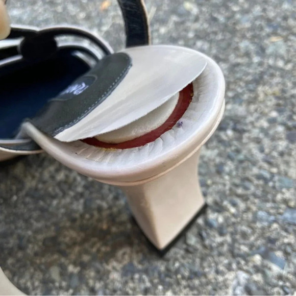 Franco Paolucci square toe leather strap heel Sz 35 - Picture 9 of 9